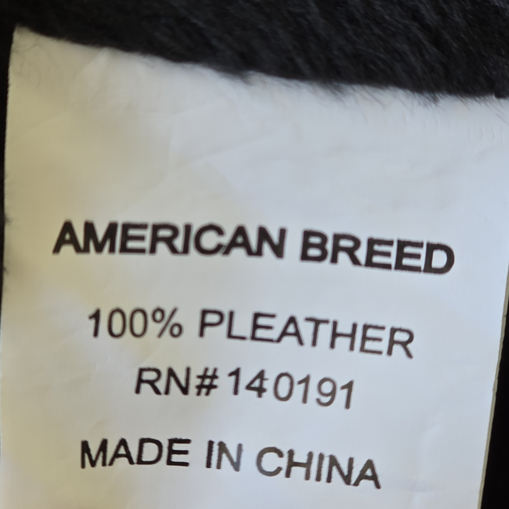American Breed Mens Faux Leather Motorcycle Theme Jacket Size Medium Faux Fur - Picture 11 of 11